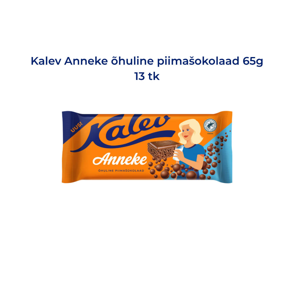 Pildil on Kalevi õhuline Annekese piimašokolaad 13 tükki