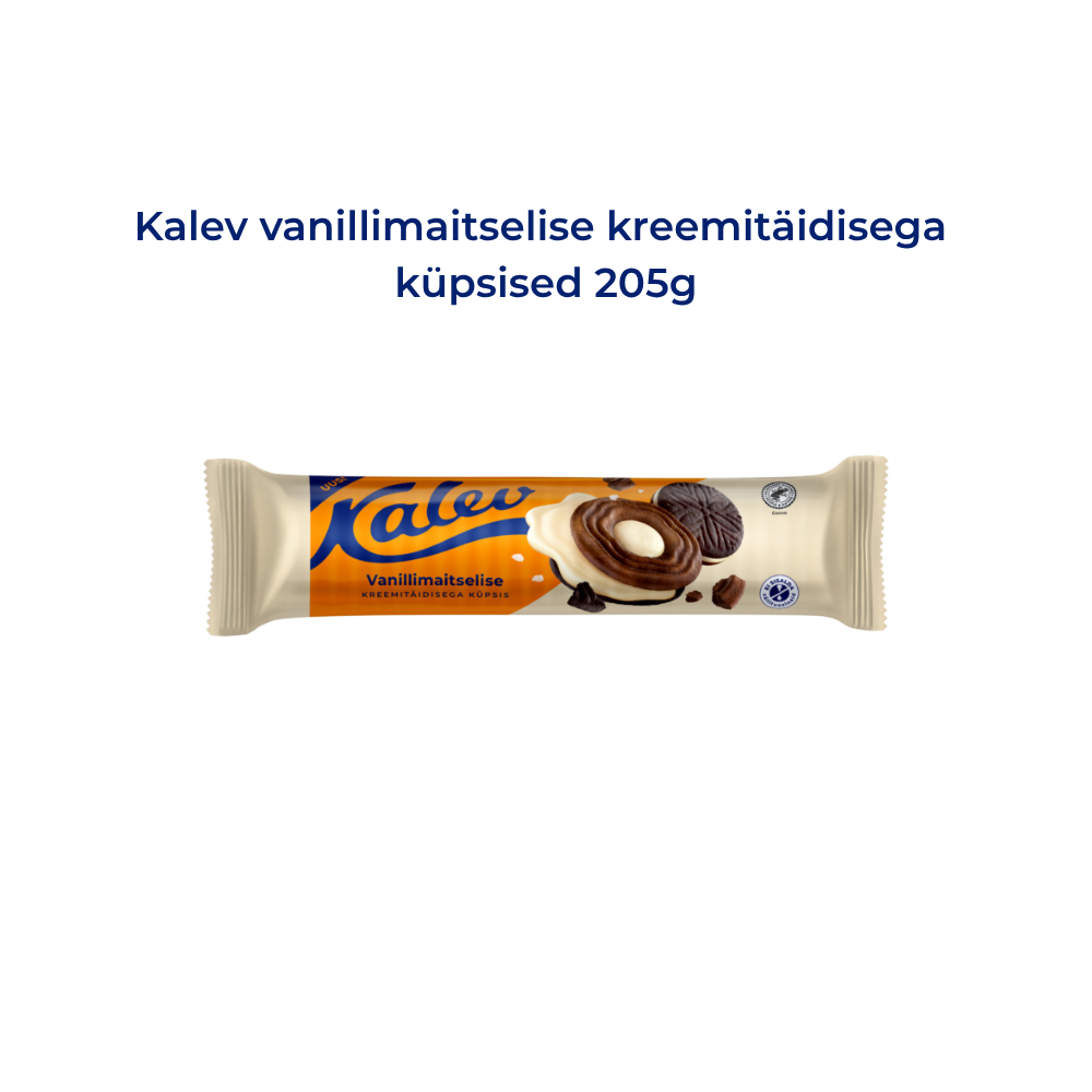 Pildil on kalevi vanillimaitselise kreemitäidisega küpsised